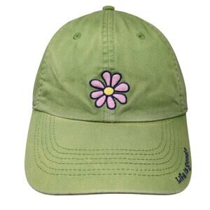 Flower Slideback Baseball Hat Green One Size Embroidered Life Is Good